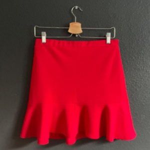 NWOT Everly Women's Red Textured A-Line Ruffle Hem Skirt Size Large